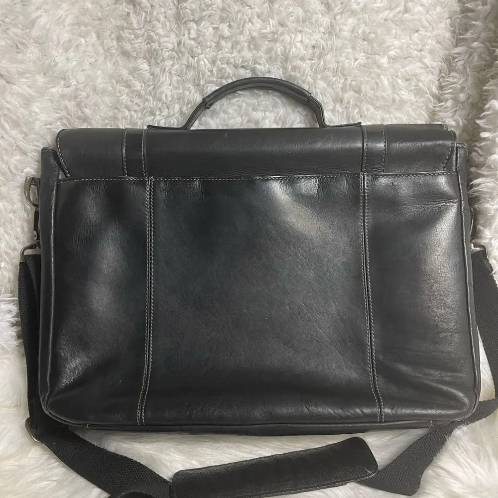 Heritage Columbian Leather black Dual Compartment 16” Portfolio Laptop Bag